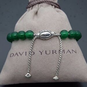 David Yurman Silver and Green Beaded Bracelet
